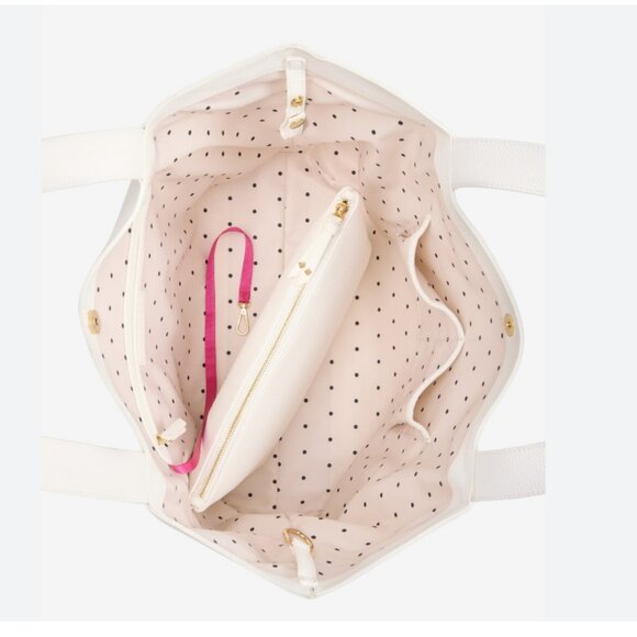 Macy's On 34th Jyyll denim large tote shoulder bag + pouch 2 PIECE set -WHITE - Picture 2 of 3